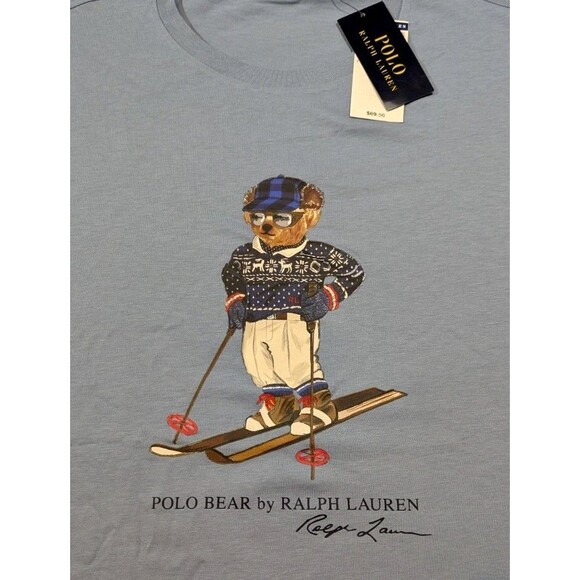 Polo Ralph Lauren Blue SKIING SKI BEAR Classic Fit Short Sleeve T Shirt XL NWT! - Picture 3 of 7